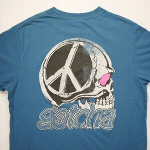 Vintage Gotcha Peace Skull Short Sleeve T-Shirt Size: XL Chest/Back Print 90's